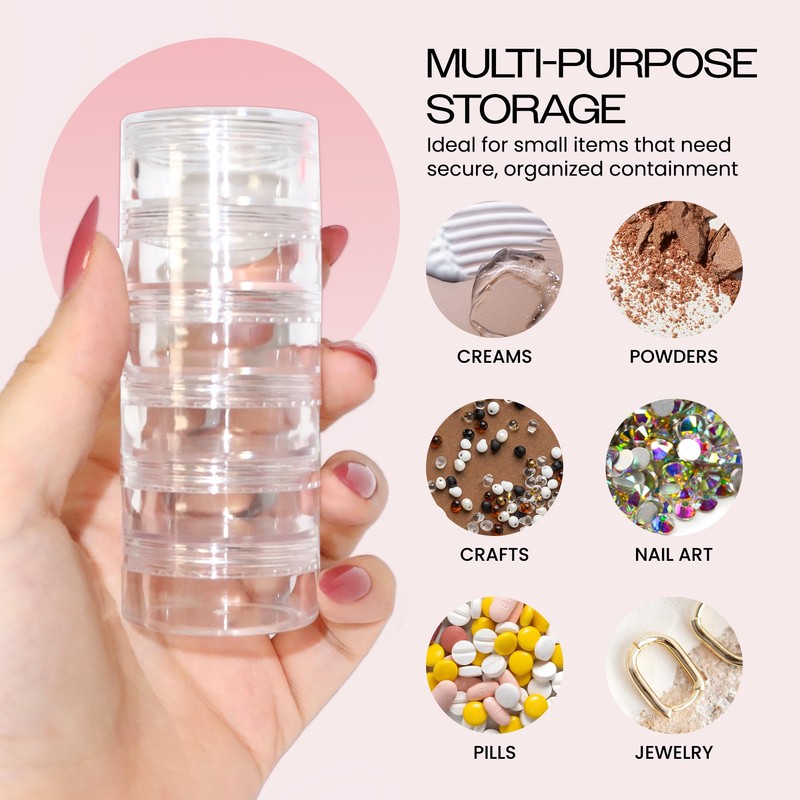 1 Column (6pcs) - Beauticom 10G/10ML Transparent Stackable Jars -