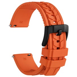 WOCCI 22mm Tropical Watch Strap, FKM Rubber Band, Quick Release, Black Matte Buckle (Orange)