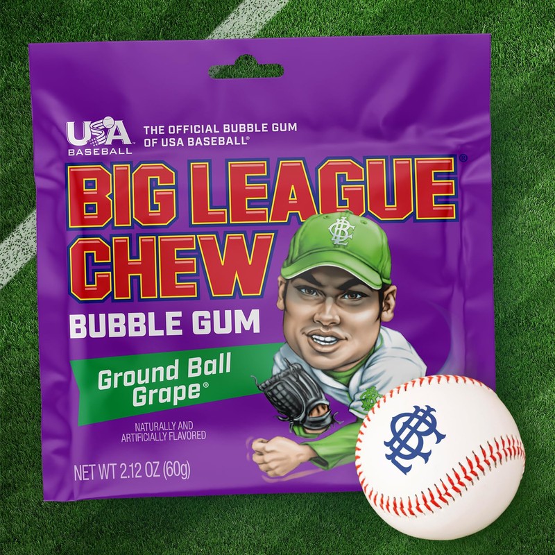 Big League Chew Ground Ball Grape Bubble Gum - Juicy