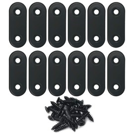 Alamic Straight Brace Stainless Steel Black Straight Flat Brace 16 x 40 mm Straight Corner Braces Straight Brackets with Screws - 12 Pack