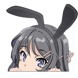 Cute Mai Sakurajima with Hands Peeker Anime Decal Vinyl 5 X 4.7 inch for Cars, Trucks, Motorcycles, Boats, Laptops, Tablets & Skateboard SS&Ds - 1318