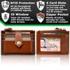 Leather RFID Blocking Money Clip Mini Wallet with ID Window