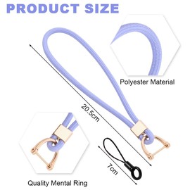 Vicloon Short Lanyard, Nylon Lanyards with Carabiner, Lanyards with Rotating Metal Clip, Removable Neck Lanyard, Long Wrist Paracord Keyring (Purple)