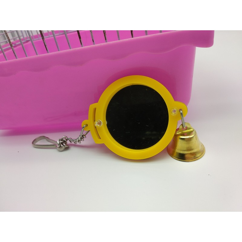 Pet Bird Mirror with Bell Interactive Treat Puzzle Parrot Toy