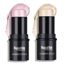Ownest Resaltador en barra de 2 colores, iluminador de crema brillante para cara y cuerpo, iluminador facial sutil brillante, para construir, mezclabl