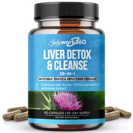 BODYWORK360 Liver Detox & Cleanse - 28-in-1 Liver Repair & Support Supplement for Men & Women with Milk Thistle, Apple Cider Vinegar, Dandelion Root Extract & Artichoke Extract - Non-GMO, 60 Capsules
