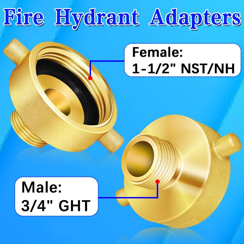 Brass Hydrant Adapter - 1-1/2" NST/NH Female x 3/4" GHT