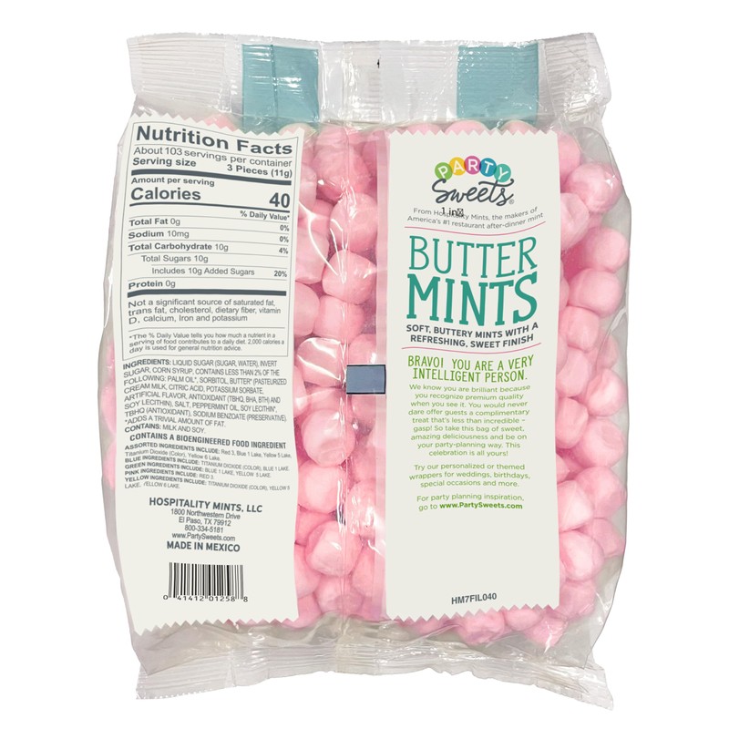 Party Sweets Pink Buttermints, 2.5 Pound, Appx. 350 pieces from