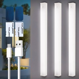 VKUJDT 3 Piezas Luz Led con Sensor de Movimiento, Lampara Led Recargable por USB con Brillo Ajustable, Luces para Debajo del Clóset con Banda Magnética, Adecuada para Taquillas, Dormitorios (30 CM)