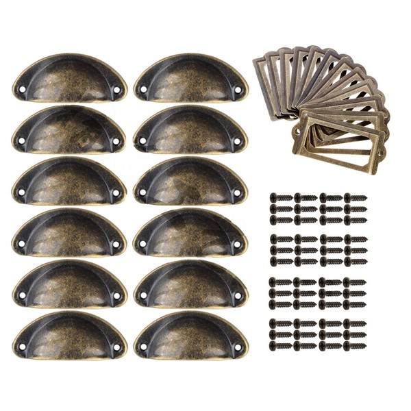 24 x Vintage Shell Handles Antique Iron Handles Labels Cards