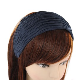 axy Wide Headband with Pleated Fabric in Cloth Look – Beautiful Women's Headband Hair Accessories Headband HR32B (Navy Blue)
