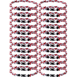 MTLEE 24 Pcs Baseball Necklaces Bulk, 3 Assorted Colors Braided Rope Tornado Baseball Necklace for Sports Team (Vibrant Color,18 Inch)