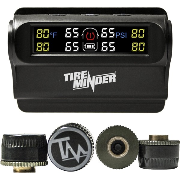 TireMinder Solar Powered Trailer TPMS, 4 Tire Kit