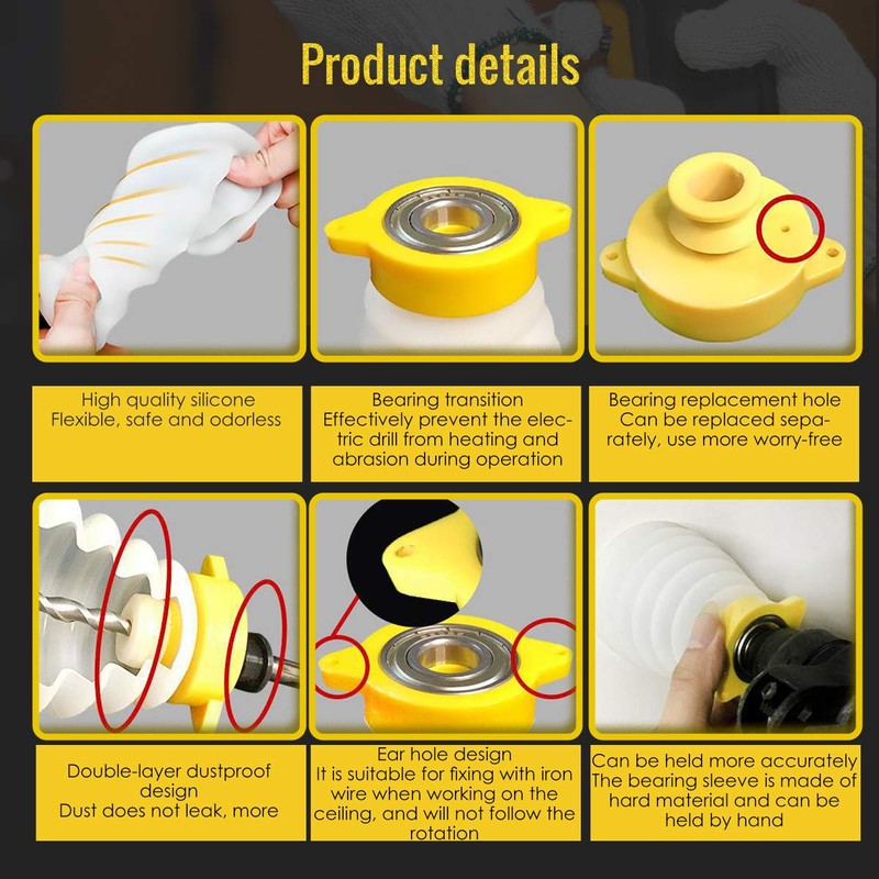 Drill Dust Cover, Dust Catcher for Drilling Dust, Scalable Rubber