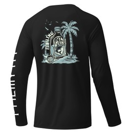 Palmyth Mens Fishing Shirts Sun Protection T-Shirts UV UPF 50+ Long Sleeve Rash Guard Tee Black Tides Tales M