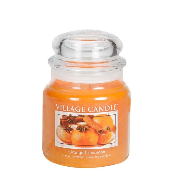 Village Candle Orange Cinnamon 16 oz Glass Jar Scented Candle, Medium