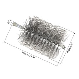 PATIKIL 4inch Chimney Brush, 2pcs Chimney Cleaning Brush Round Sweep Poly Steel Wire Chimney Cleaning Brush M12 Threaded for Chimney Fireplace Flue Pipe Rust Rod, 100mm