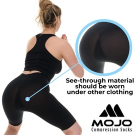 Mojo Compression Shorts 20-30mmHg for Men & Women Surgical Recovery, Varicose Veins, Black, Large - M819