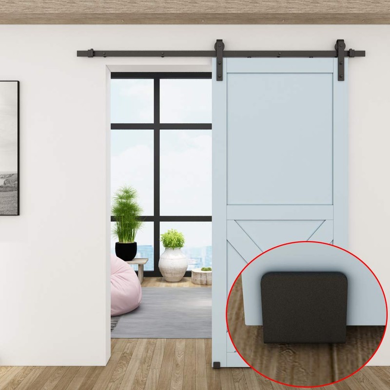 JUBEST Matte Black Floor Guide Wall Mount Sliding Barn Door