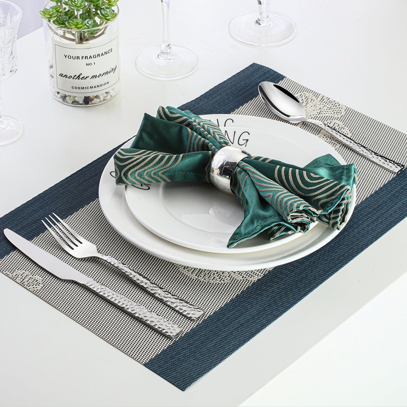 60 Piece Silverware Set for 12, Amafox Stainless Steel Hammered