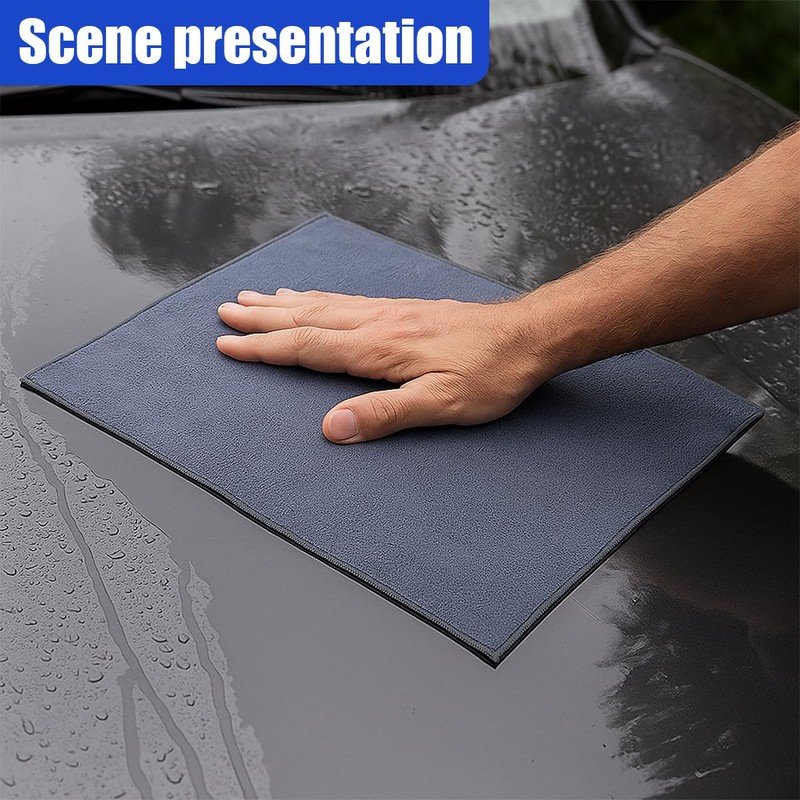 Craedli Grey Suede Microfiber Car Cleaning Cloths, 500GSM Non-Scratch Absorbent