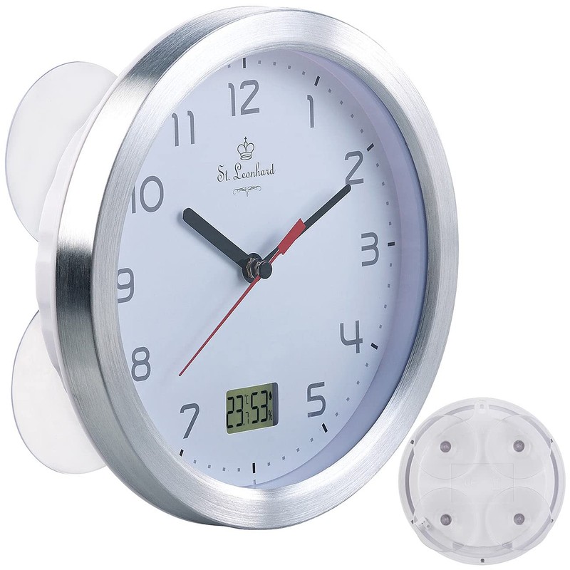 St. Leonhard Radio Wall Clock: Bathroom Radio Wall Clock with