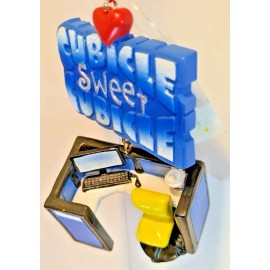 Unbranded OFFICE CUBICLE CHRISTMAS ORNAMENT  Resin Phrase "Cubicle Sweet Cubicle" Ornament