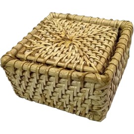 Rastogi Handicrafts Handmade 6 Piece Rattan Coasters -Natural Eco-Base Cup Dishes Plates & Friendly Insulated Hot Pads Pot Holder 5" (LHD-1218)