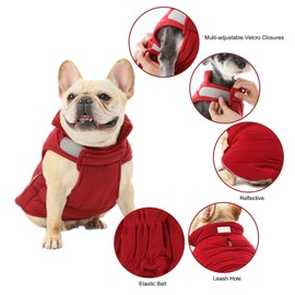 BICOPET Dog Coats for Small, Large Dogs Winter Waterproof, Reversible Dog Jackets, Reflective Adjustable Pet Snowsuit Clothes Turtleneck Fleece Vest for Medium Dogs Puffer Jacket-Red, L