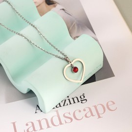 Birthstone necklace(July), Birthstone jewelry, Women's heart necklace. Gifts for lovers, daughters, elders and best friends