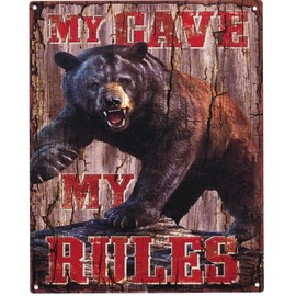 Moritz My Cave My Rules Decorative Tin Sign 20 x 25 cm Retro Gift Idea Metal Vintage Design for Decoration