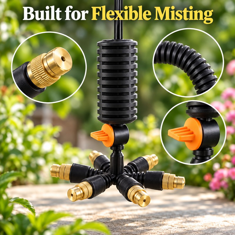 7-Way Garden Misting Nozzle Kit – 7 Brass Sprayers with