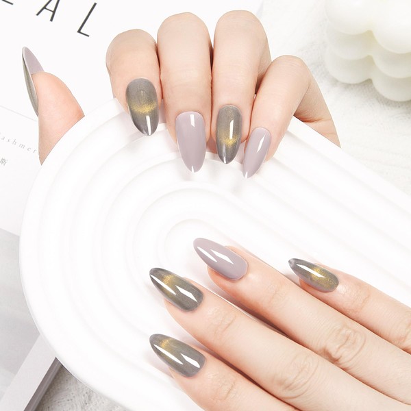 Withered Hnad Press On Nails - Semi-Transparent Glitter Short Almond