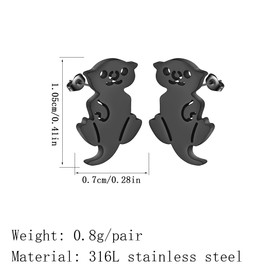 Tiny Otter Earring Stainless Steel Minimalist Baby Sea Otter Stud Earrings for Women Men Animal Jewellery Gift, Stainless Steel
