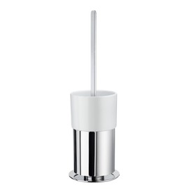 Smedbo FK311P Toilet Brush Glass Container, Polished Chrome/White Porcelain