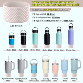 WUQID Water Bottle Boot, Diamond Silicone Boot Compatible with Stanleyy Tumbler 20-40oz & Hydroo Flask Bottle 12oz-24oz, Reduces Dents Sleeve Cover for More Bottles/Tumblers Bottom of 2.83-2.95in