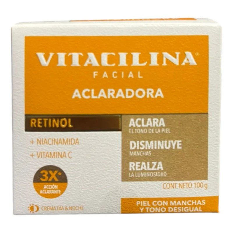 Vitacilina Crema Facial Aclaradora Retinol Uso Día Noche 100g Todo