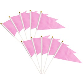 25 Pack Pink Pennant Flags Small Mini Hand Held Solid Color Pennant DIY Graffiti Flags On Sticks,Party Events Celebration,School,Grand Opening,Kids Birthday,Sports Clubs,Flower Pot (Pink)
