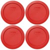 Pyrex 7202-PC 1-Cup Poppy Red Food Storage Replacement Lid (4-Pack)