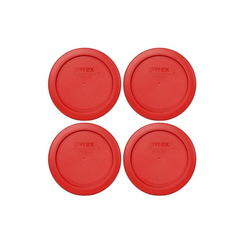 Pyrex 7202-PC 1-Cup Poppy Red Food Storage Replacement Lid (4-Pack)