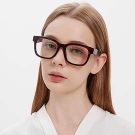 kimorn Blue Light Blocking Glasses,Anti Eyestrain & UV Protection,Square Frame Glasses for Women and Men (Red)