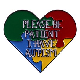 Please Be Patient I Have Autism Brooch Enamel Pin Autism Awareness Lapel Pin Heart Color Autism Support Badge Pin Metal Puzzle Rainbow Brooches Pin for Clothes Backpack Decoration