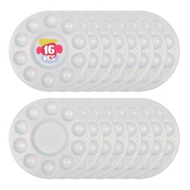 16 Pcs Round Paint Tray Palettes Plastic For Acrylic Oil Watercolor Craft Diy Art Painting Palettes, 16 PCS