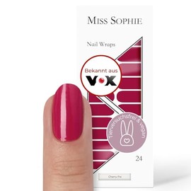 Original Miss Sophie Nagelfolien Cherry Pie I 24 ultra-d√ºnne Nagellack-Streifen einfarbig in Rot I F√ºr Finger- & Fu√ün√§gel I H√§lt auf Natur- sowie lackierten, Acryl-, Gel- & Shellac-N√§geln