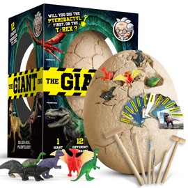 XXTOYS Dinosaur Egg Dig Kit, Unearth a Jumbo Dino Egg with 12 Unique Large Surprise Dinosaur Toys, Ideal Educational STEM Toys and Gifts for Kids Aged 5-7, Suitable for Party and Easter