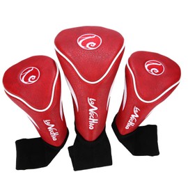 LONGCHAO Golf Head Covers 3pcs Set, Driver Fairway Wood Headcovers, 1 3 X Vintage PU Headcovers for Golf Club