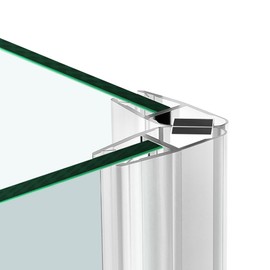 Bathroom Shower Glass Door Side Seal Strips, Length 78 Inch 2PCS Transparent PVC Door Side Seall Strips with Magnetic Stripe for 3/8" (10MM) Thick Framless Glass Panel