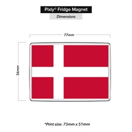 Pixly® Denmark Flag Fridge Magnet Large Jumbo Size Danish Keepsake Country Souvenir Novelty Refrigerator Magnets Gift