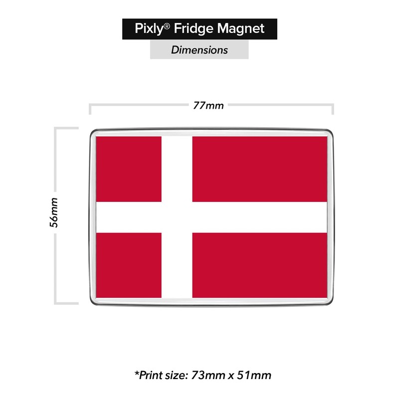 Pixly® Denmark Flag Fridge Magnet Large Jumbo Size Danish Keepsake