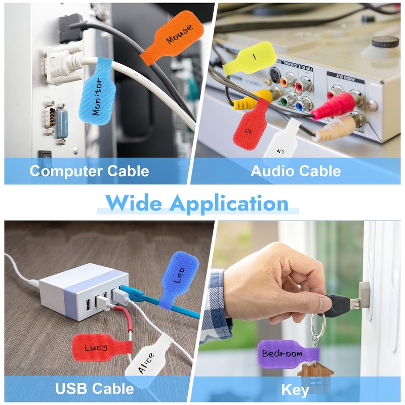 Pack of 40 Cable Labels, Reusable Cable Labelling 4.5 x